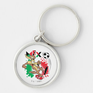 WILE E. COYOTE™ Team Mexico Fotbollsgrafik Rund Silverfärgad Nyckelring