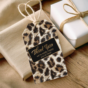 Wilely Lycklig Tack White Leopard ID1157 Presentetikett