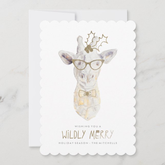 Wilely Merry Giraffe Helgdag Photo Card Julkort (Framsida)