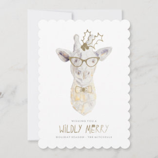 Wilely Merry Giraffe Helgdag Photo Card Julkort