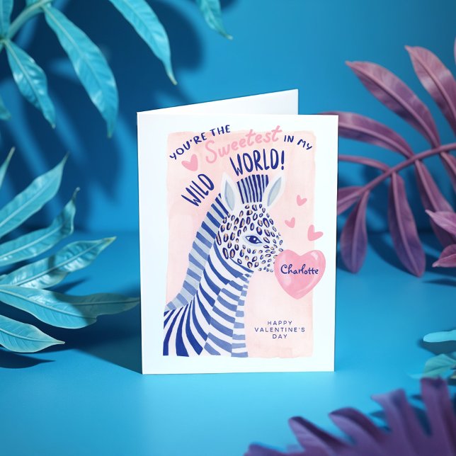 Wilely Sweet Zebra Heart Gum Bubble Valentine Card Helgkort (Wildly Sweet Zebra Heart Gum Bubble Valentine Card)