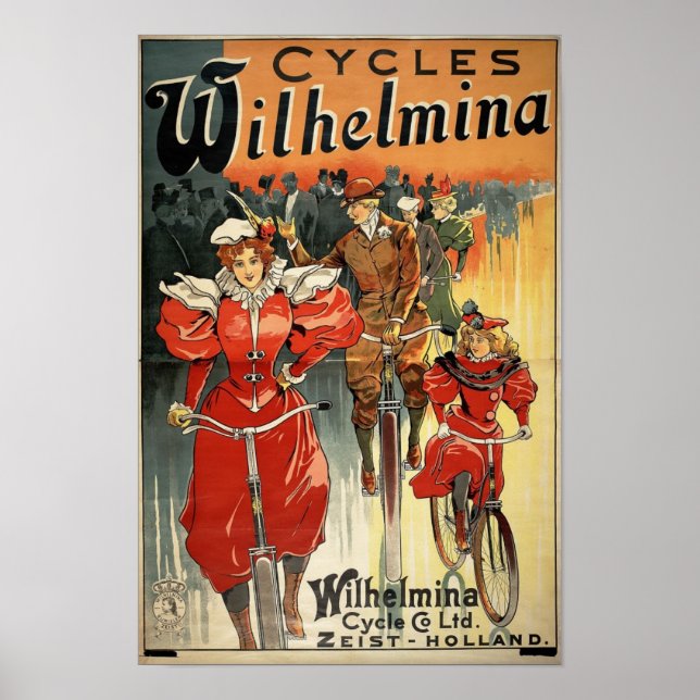 Wilhelmina Cycles Victorian Bicycle Advertising Poster (Framsidan)