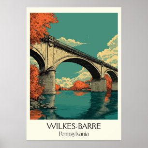Wilkes-Barre PA Vintage Bridge Fall Art Poster