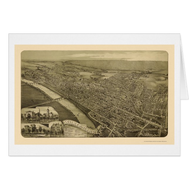 Wilkes-Barre panorama- karta för PA - 1889 Hälsningskort (Framsidan Horizontal)