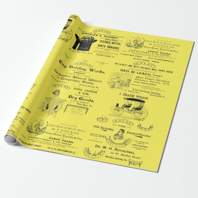 Wilkes-Barre Pennsylvania 1890:s reklam Presentpapper (Utrullad)