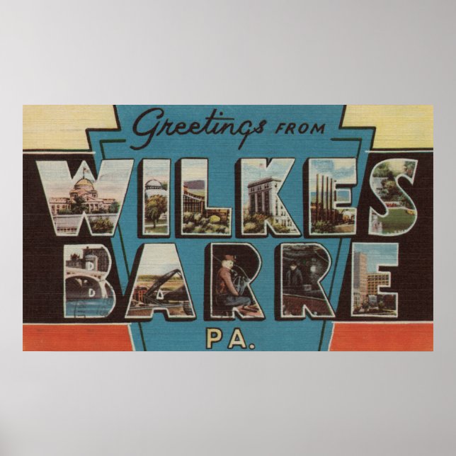 Wilkes-Barre, Pennsylvania - Large Brev Scenes Poster (Framsidan)