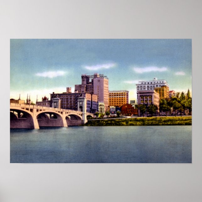 Wilkes Barre Pennsylvania Skyline Susquehanna Rive Poster (Framsidan)