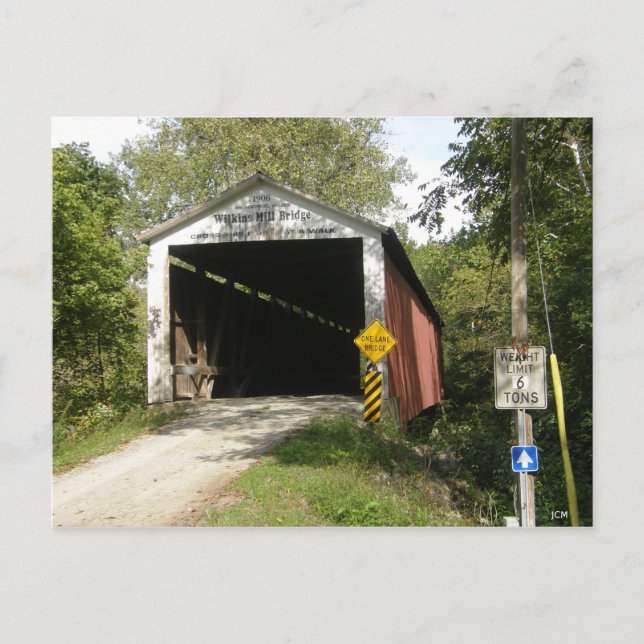 Wilkins Mill Bridge, Parke County,Indiana,vykort Vykort (Framsida)