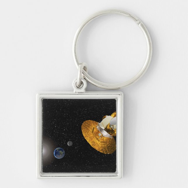 Wilkinson Microwave Anisotropy Probe Fyrkantig Silverfärgad Nyckelring (Framsidan)