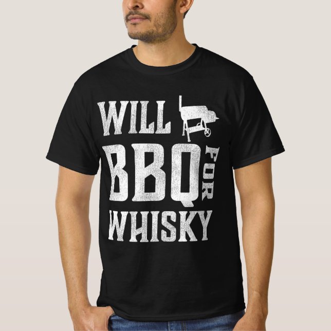 Will BBQ for Whisky - Lusnyt Offset Grillmaster T Shirt (Framsida)