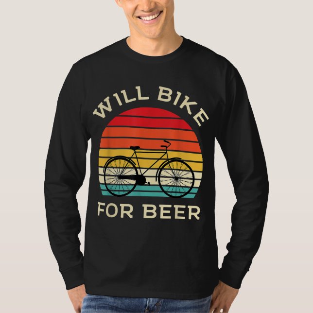 Will Bike for Beer - Funny Cycling & Beer Älskare T Shirt (Framsida)