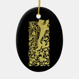 Will Bradley Heraldic Lejon Julgransprydnad Keramik