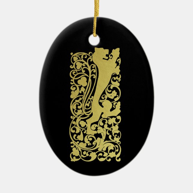 Will Bradley Heraldic Lejon Julgransprydnad Keramik (Framsidan)