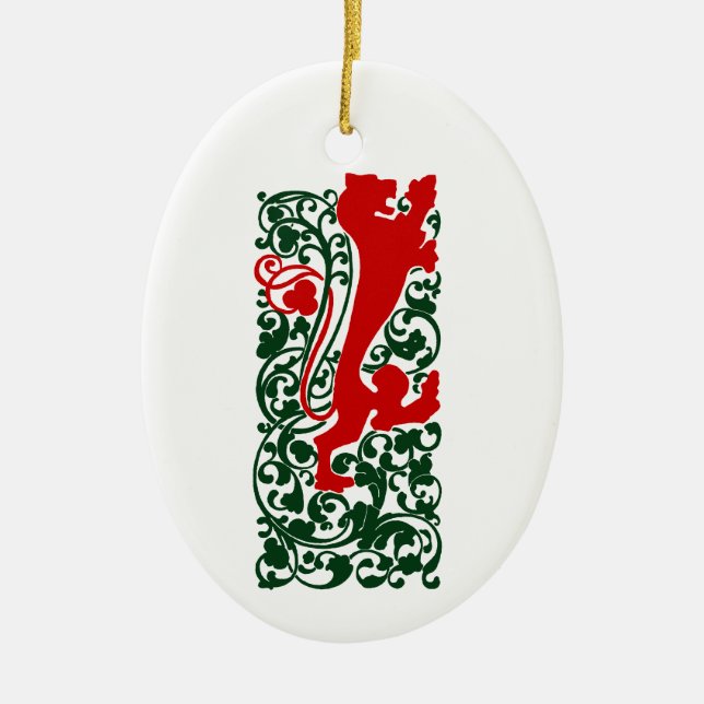 Will Bradley Heraldic Lejon Julgransprydnad Keramik (Framsidan)