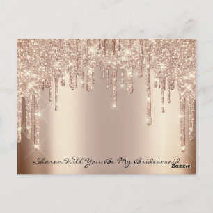 Will Bridesmaid Ro Glitter Drips Spark Bröllop Vykort