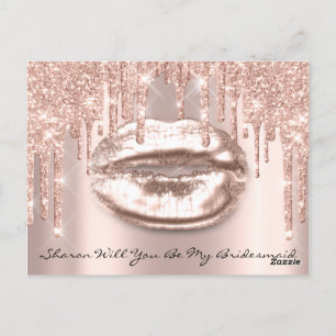 Will Bridesmaid Ro Glitter Drips Sparkly Läppar Vykort