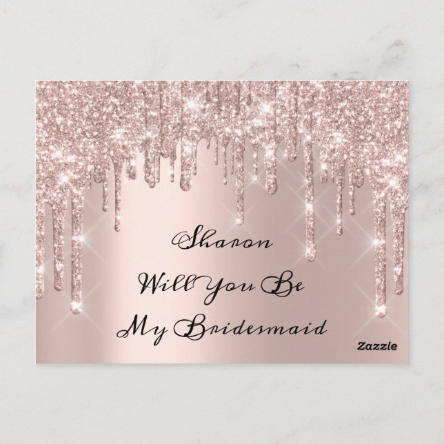 Will Bridesmaid Ro Glitter driver Maid of honor Vykort (Baksida)