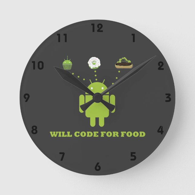 Will Code for Food (Android Software Developer) Rund Klocka (Framsida)