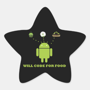 Will Code for Food (Android Software Developer) Stjärnformat Klistermärke