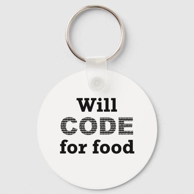 Will Code for Food Keychain Nyckelring (Framsida)