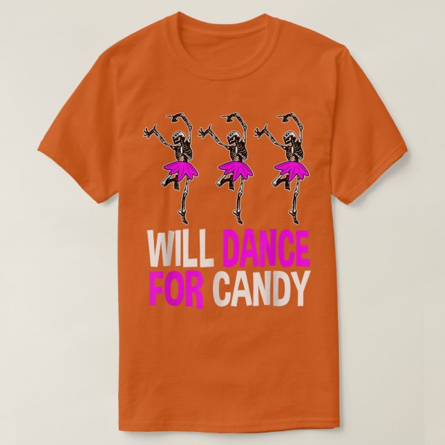 Will Dance For Candy Dancing Skeleton Halloween Sq T Shirt (Design framsida)