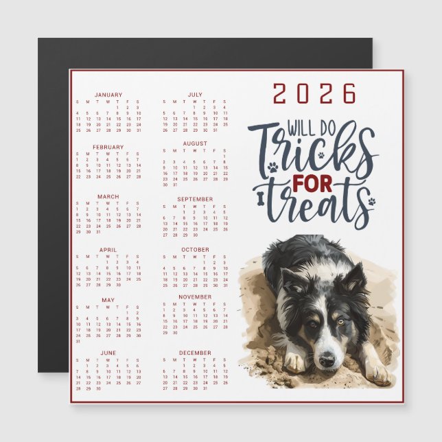 Will Do Tricks For Treats Dog Calendar (Fram/baksida)
