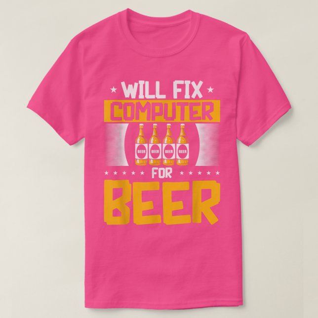 Will Fi Computer for Beer Tech Support Programmer  T Shirt (Design framsida)