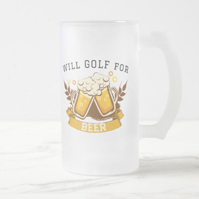 Will GOLF för öl | ANPASSADE Frostat Ölglas (Höger)