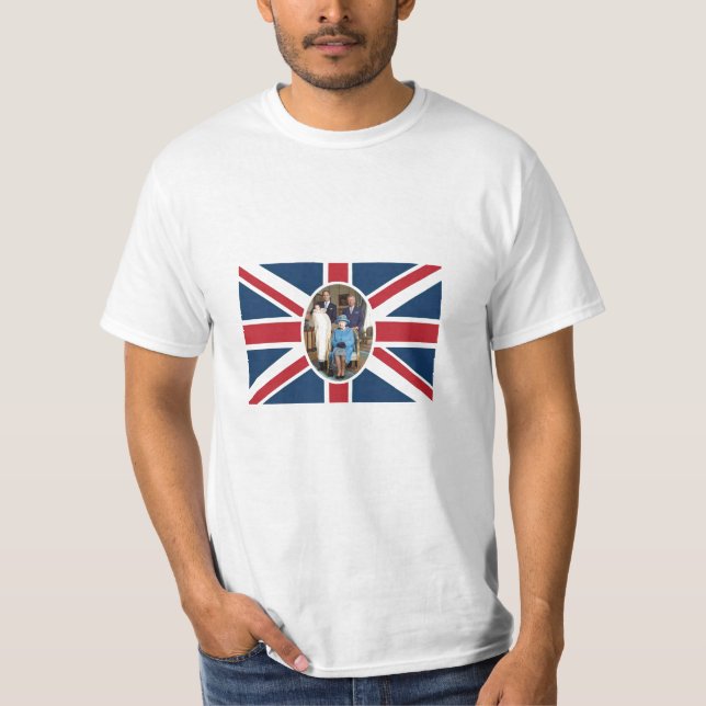 Will, Kate, Prince George - British Flagga Tee (Framsida)
