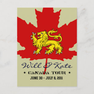 Will och Kate CANADA Tour Postcard Vykort