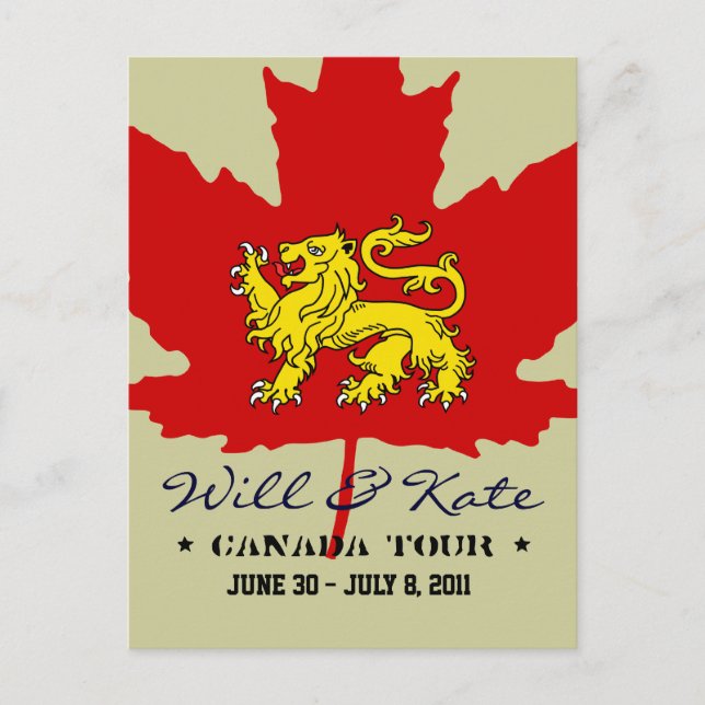 Will och Kate CANADA Tour Postcard Vykort (Framsida)