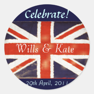 Will och Kate Royal Wedding Stickers Runt Klistermärke