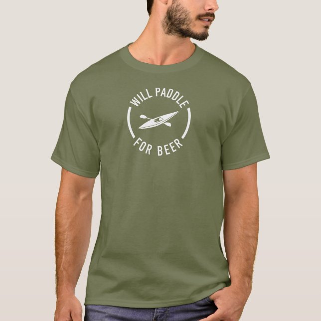 Will Paddle for Beer T Shirt (Framsida)