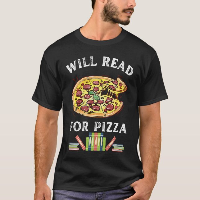 Will Read For Pizza 90s Kids Reading Program  Read T Shirt (Framsida)