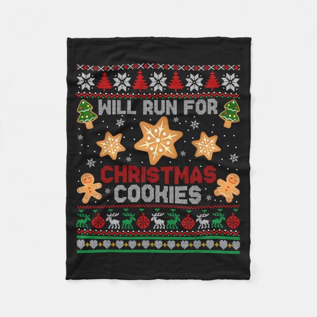 Will Run For Christmas Cookies Gingerbread Lover U Fleecefilt (Framsidan)