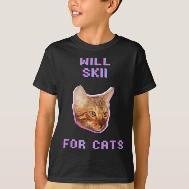 Will Skiing For Cats Funny Winter Snow Adventure  T Shirt (Framsida)