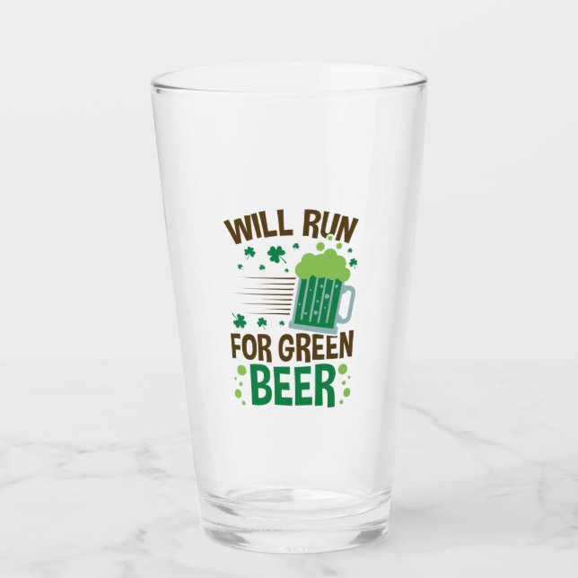 Will Springa för Grönt Beer St patricks day Runnin Glaskopp (Framsida)