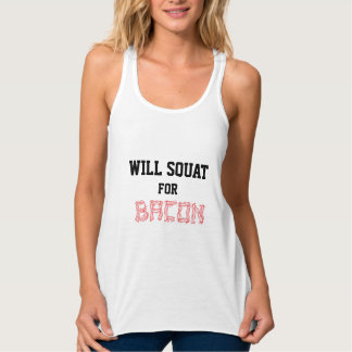 Will Squat for Bacon Linne Med Racerback