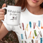 Will Stil Hair for Vin Funny Stylist Gift Kaffemugg<br><div class="desc">Den här designen har skapats med digitalteknik. Det kan vara personlig genom att klicka på anpassningsknappen och ändra färg, lägga till namn, initialer eller ord. Kontakta mig på colorflowcreations@gmail.com om du vill ha denna design på en annan produkt. Köp min ursprungliga abstrakt-akrylmålning för försäljning på www.etsy.com/shop/colorflowart. Se fler av mina...</div>