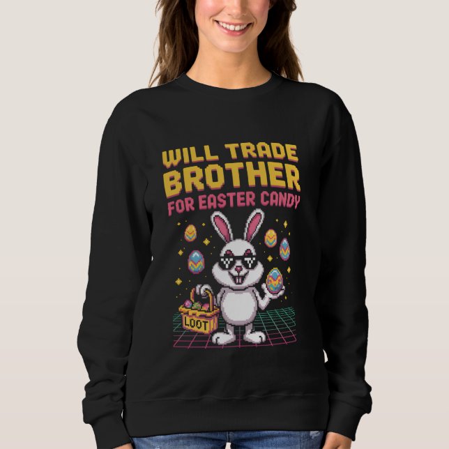 Will Trade Brother for Candy Retro Gamer Påsk Da T Shirt (Framsida)