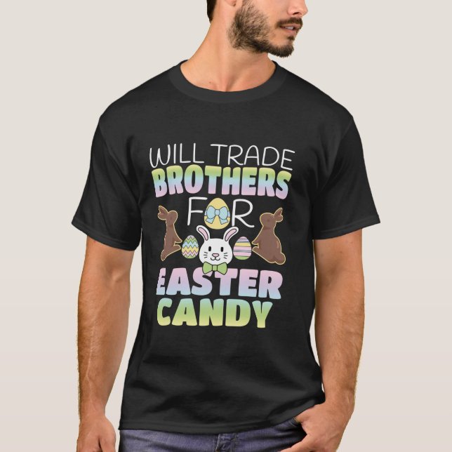 Will Trade Brothers for Påsk Candy Cute Kids Lon T Shirt (Framsida)