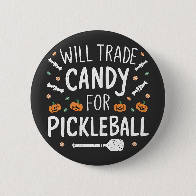 Will Trade Candy för Pickleball Spooky Halloween Knapp (Framsida)