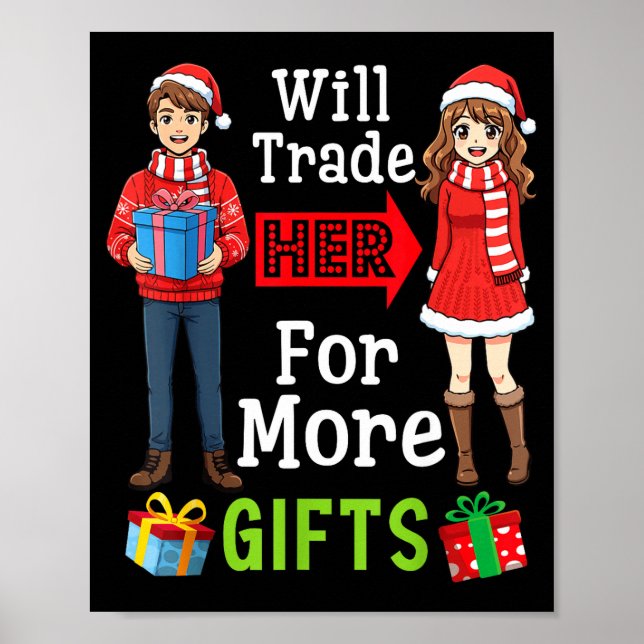 Will Trade Her For More Funny Christmas Couple Quo Poster (Framsidan)