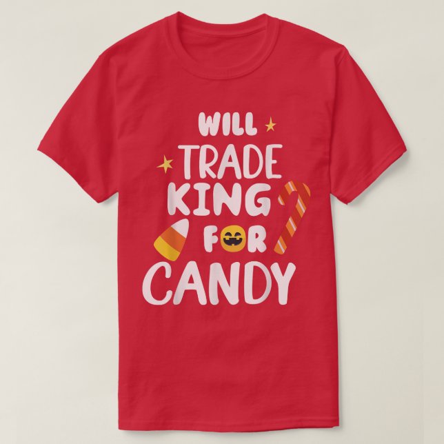 Will Trade Kung för Candy Funny Matching Halloween T Shirt (Design framsida)