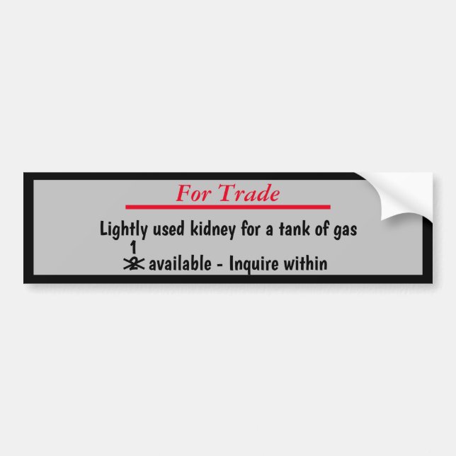 Will Trade nney for a tank gas Bildekal (Framsidan)