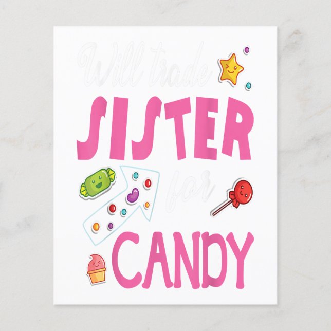 Will Trade Sister for Candy Glad påsk Day Gift Flygblad (Framsidan)