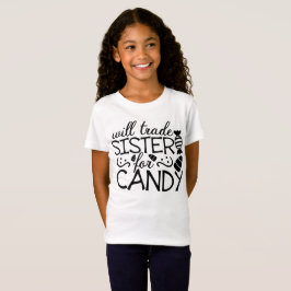 Will Trade Sister för Candy Halloween White T Shirt