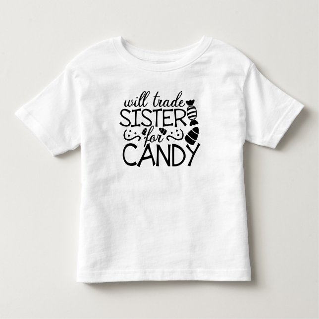 Will Trade Sister för Candy Halloween White T Shirt (Framsida)