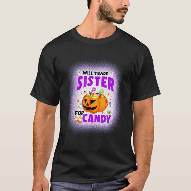 Will Trade Sister for Candy Matching Halloween Bro T Shirt (Framsida)