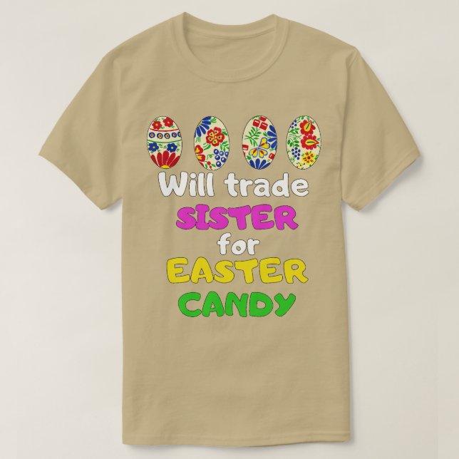 Will Trade Sister för Påsk Candy Bunny Cute Kids T Shirt (Design framsida)
